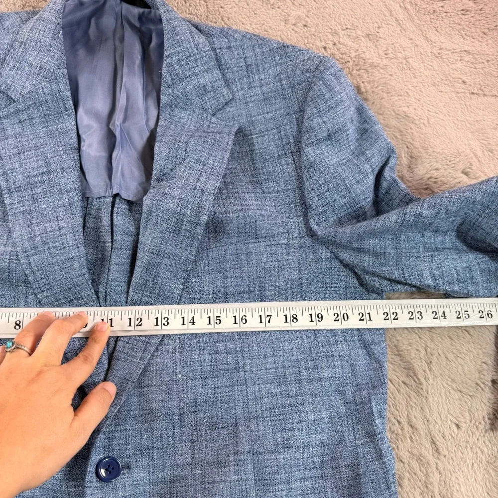 Patrick James Moderno Sport Coat 44L Light Blue Bamboo Silk Linen Botto Giuseppe